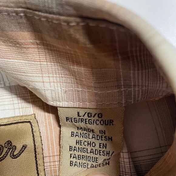 Wrangler Retro Western Shirt Men’s L Pearl Snap Brown Plaid 100% Cotton MV4005M - Picture 8 of 9